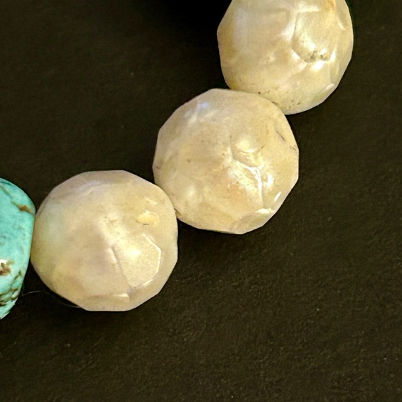 Natural Turquoise Nuggets and milky quartz beads makes this Gemstone Bracelet - Picture 3 of 8